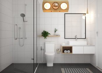 Bạn có thể lắp đặt đèn sưởi nhà tắm ở vị trí như hình 