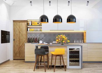 Đèn trang trí giúp không gian nấu nướng trở nên đẹp hơn, ấn tượng hơn