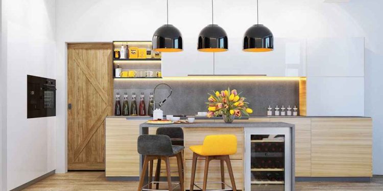 Đèn trang trí giúp không gian nấu nướng trở nên đẹp hơn, ấn tượng hơn